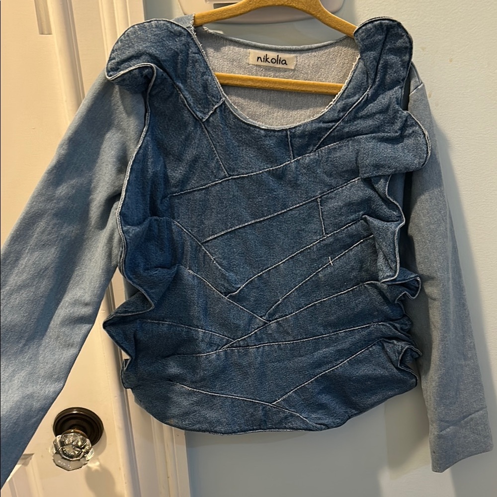 Nikolia Blue Denim Long Sleeve Top